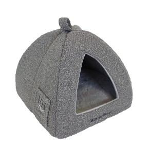 Kattenhuis HH Chic Living Bouclé met bont Grijs 40 x 40 x 48 cm