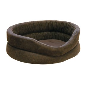 Mand rond Luxe Leer / Teddy (XXL) Bruin XXL - 77 x 70 x 25 cm