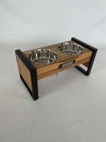 Luxe Voederbak Teak Finished / Metaal incl. RVS Bowls (B-Keuze) Luxe Voederbak Teak Finished / Metaal incl. RVS Bowls (B-Keuze)