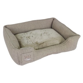 Basket rectangular HH Chic Living Bouclé luxury with fur (M) Beige