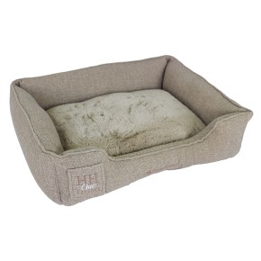 Basket rectangular HH Chic Living Bouclé luxury with fur (M) Beige