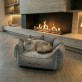 Basket round HH Chic Living Bouclé luxury with fur Grey