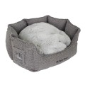 Basket round HH Chic Living Bouclé luxury with fur Grey 60 x 60 x 26 cm