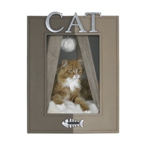 Bilderrahmen vertikal ‘CAT‘ Katze taupe/silber