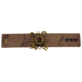 Bracelet leather brown-bronze (wide)