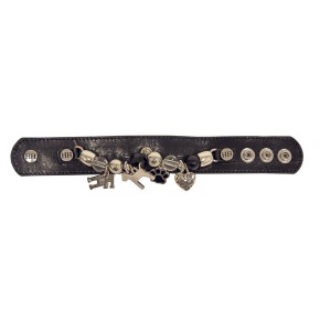 Bracelet leather with beads black (narrow) Bracelet leather with beads black (narrow)