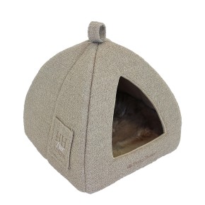 Cat House HH Chic Living Bouclé with fur Beige 40 x 40 x 48 cm