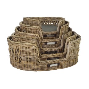 Classical Oval dogbasket deluxe open braided Rattan