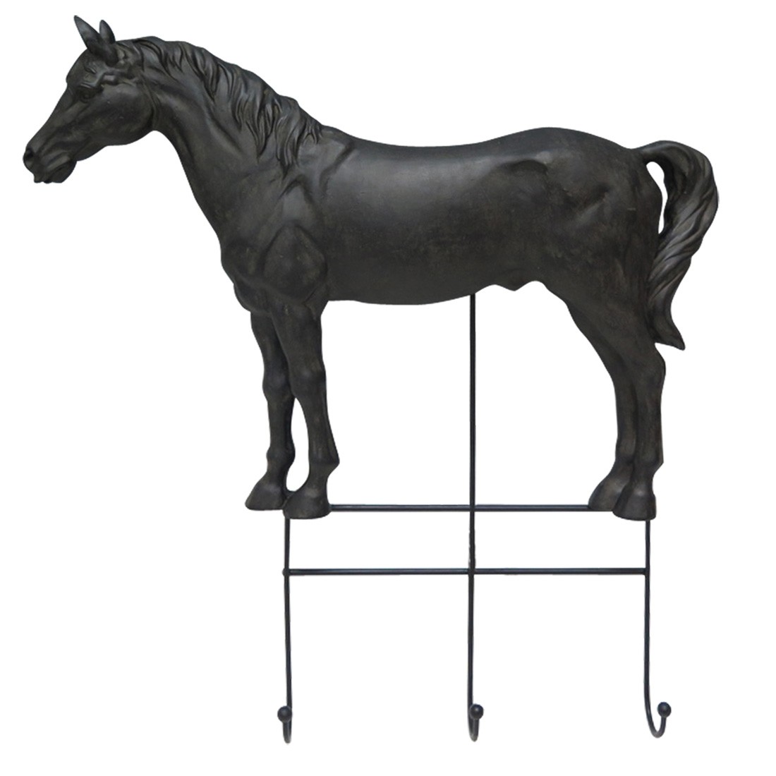 coathanger horse 3 hooks black