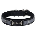 Collar Saddle leather Luxury classic (S) Silver / Black S - 32-39 cm Collar Saddle leather Luxury classic (S) Silver / Black S - 32-39 cm
