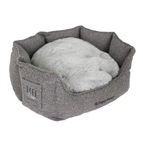 Corbeille ronde HH Chic Living Bouclé luxe avec fourrure Gris 60 x 60 x 26 cm Corbeille ronde HH Chic Living Bouclé luxe avec fourrure Gris 60 x 60 x 26 cm