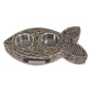 double feeding station rattan fish with stainless steel bowls