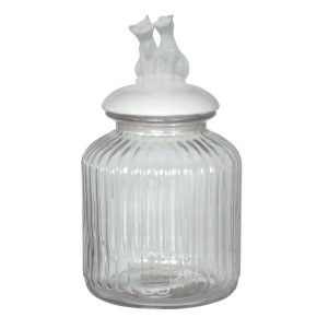 Glass Jar Cat White Glass Jar Cat White