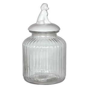 Glass Jar Dog White Glass Jar Dog White