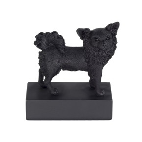 Hunderasse Skulpture Chihuahua lange Haare Schwarz