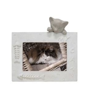 Picture frame cat horizontal beige