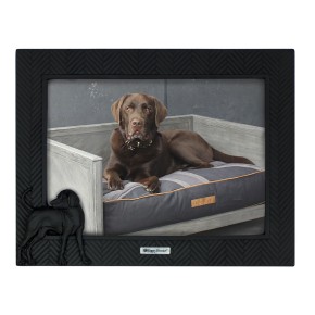 Picture frame horizontal, herringbone with dog black