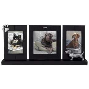 Picture frame triptych, dachshund black/silver