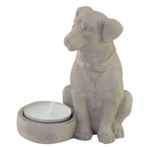 Porte bougeoir Chien beige