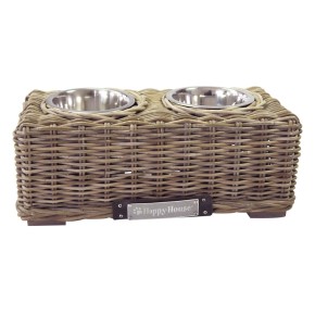 Rattan Dog bowl rectangular with Steenless Steel bowl Rattan Dog bowl rectangular with Steenless Steel bowl