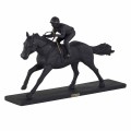 Sculpture jockey on racehorse black/gold
