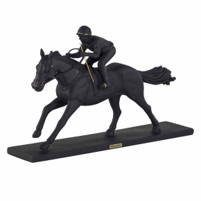 Sculpture jockey on racehorse black/gold Sculpture jockey on racehorse black/gold