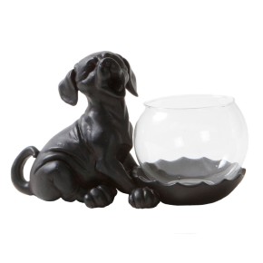 Teelichthalter Hund mit Glass