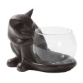 Teelichthalter Katze mit Glass