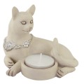 Teelichthalter Katze mit Kette Weiß